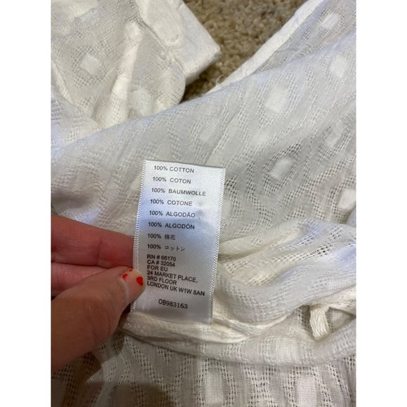 By Anthropologie Women's White Semi Sheer Tunic Tank Size XSP Slit Top - Picture 9 of 9